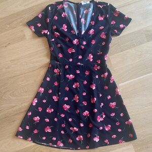 GAP Black Dress with Pink Floral Design